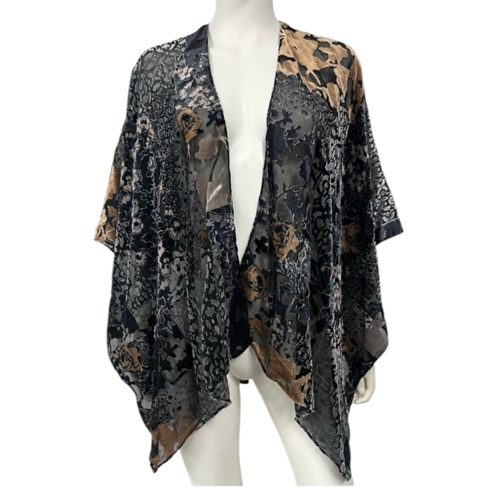 BOHO SUMMER Floral Burnout Kimono Blouse Festival Wrap OS